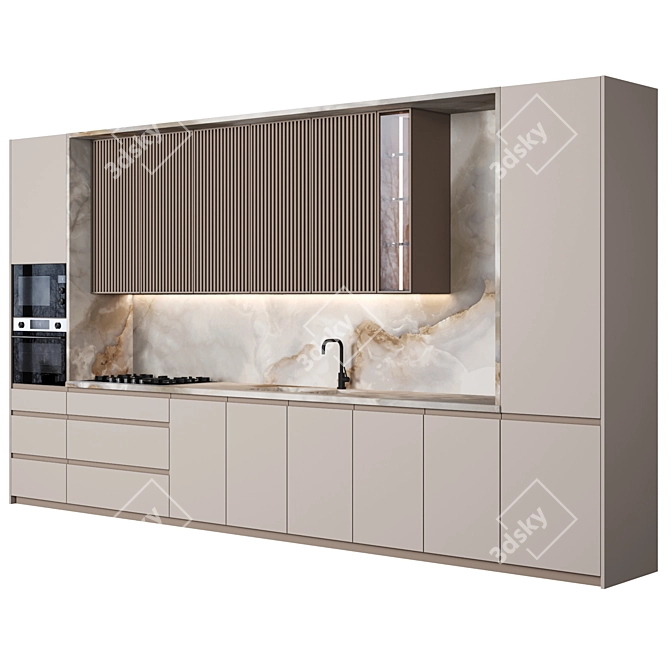 Modern 4K Kitchen Render Asset 3D model image 2