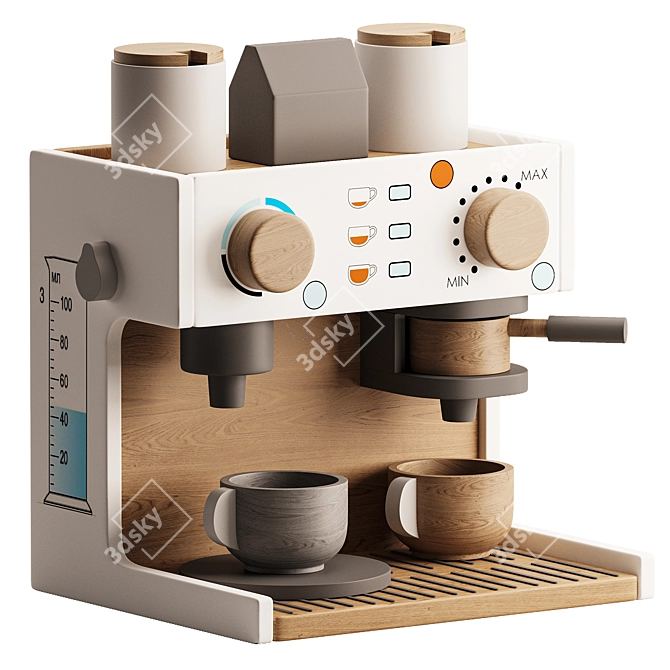 Wooden Coffee Tea Machine Playset 3D model image 1