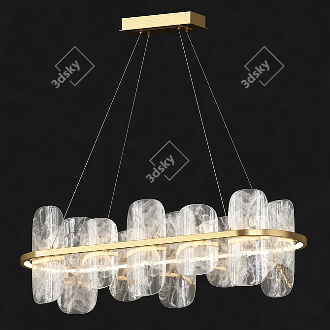 Modern Glass Chandelier Mille Long 3D model image 10