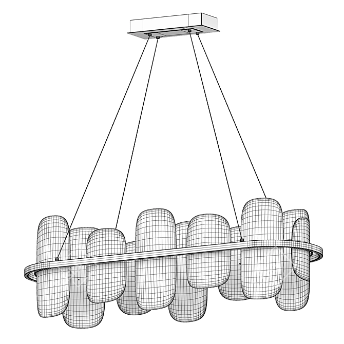 Modern Glass Chandelier Mille Long 3D model image 11