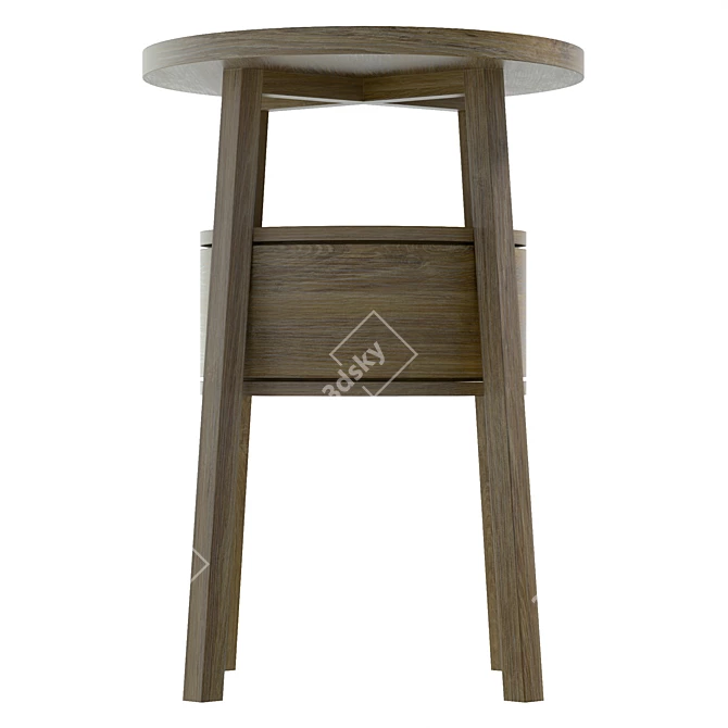 Modern Round Wood Bedside Drawer 3D model image 4