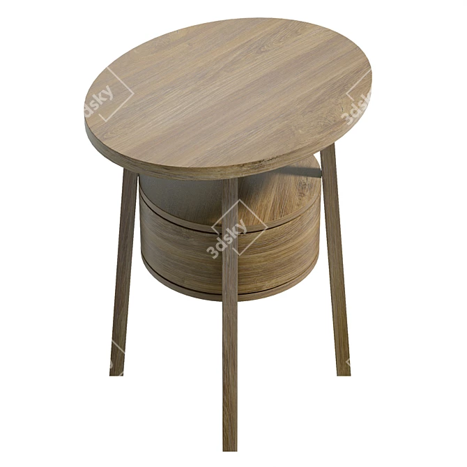 Modern Round Wood Bedside Drawer 3D model image 5