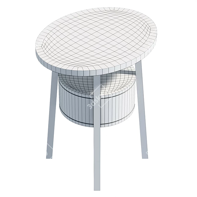 Modern Round Wood Bedside Drawer 3D model image 6