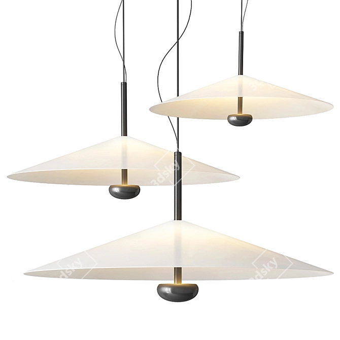 Sleek Cone Pendant Light 3D model image 1