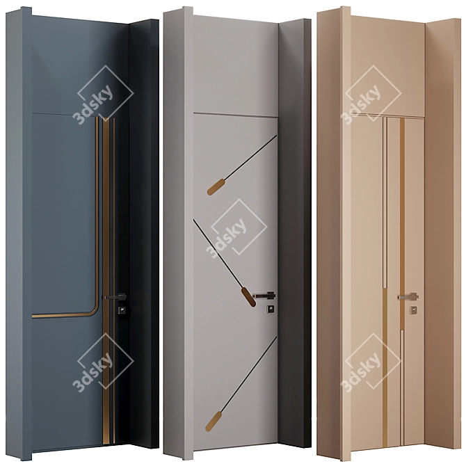 Modern Entrance Door Set 86 3D model image 7