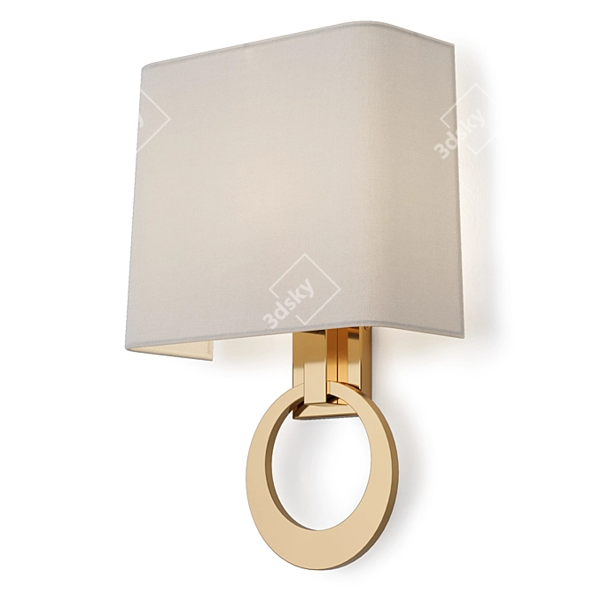 Elegant Silver Ring Wall Sconce 3D model image 3