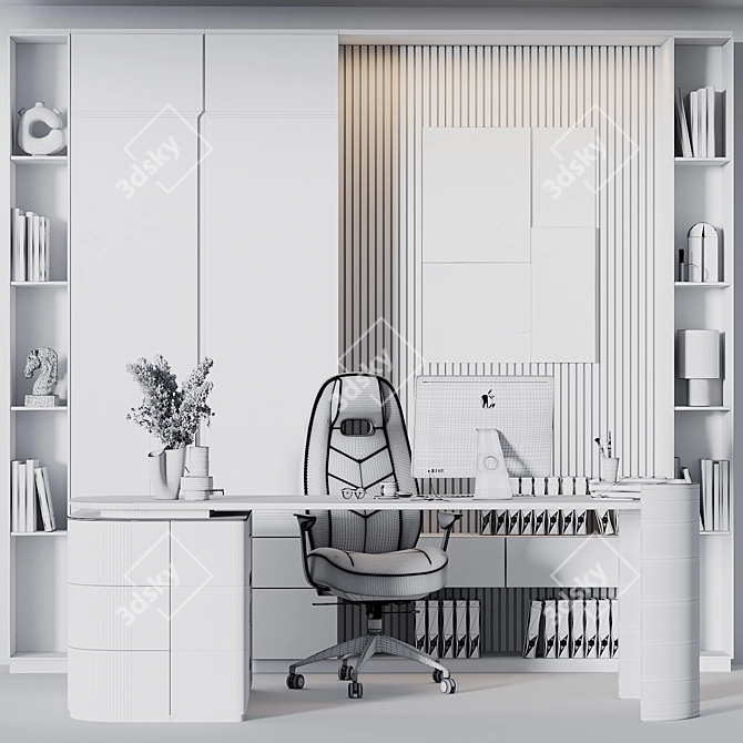 Executive Office Desk Set 3D model image 5