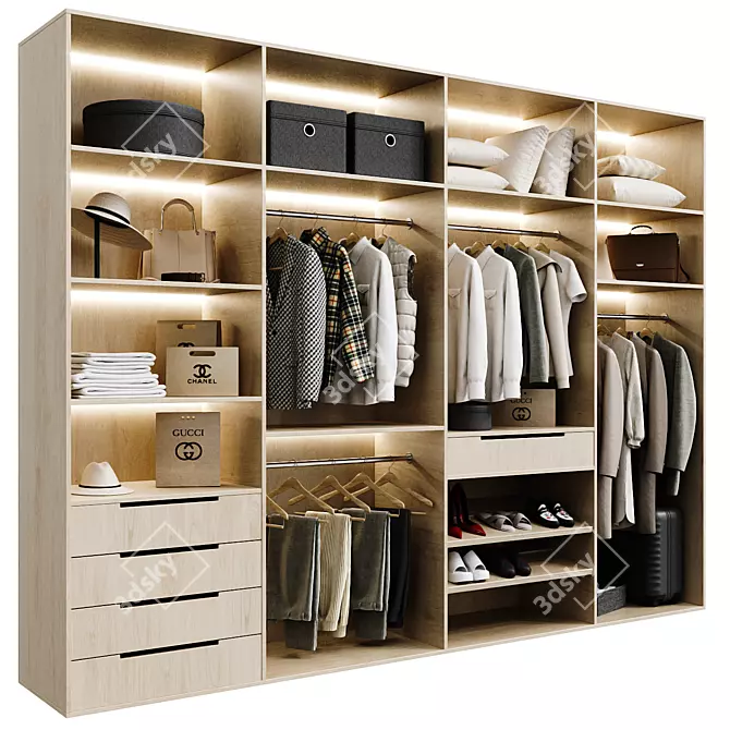 Modern Wardrobe Furniture Model 3D model image 2