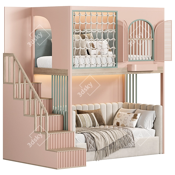 Designer 2-Level Bed for Kids 3D model image 3