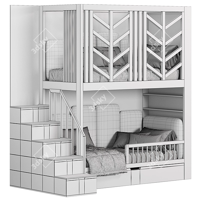 Kids Bunk Bed Set 3D model image 7