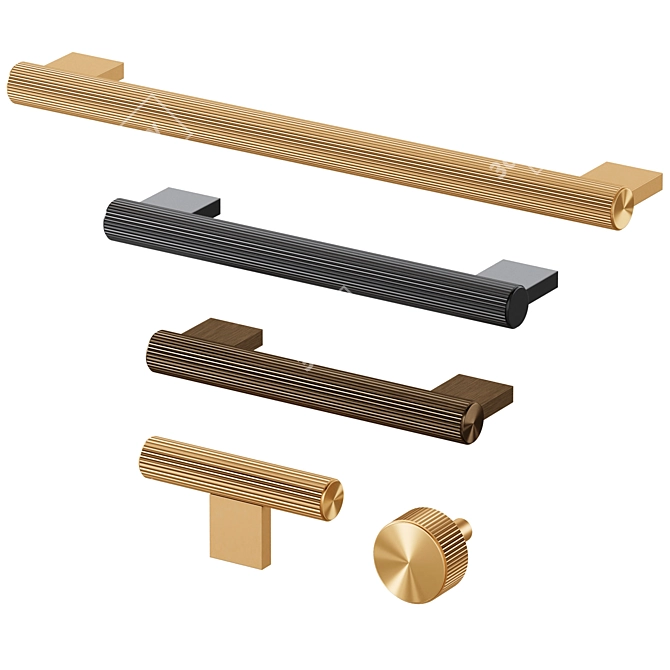 Meraki GRAFO Brass Cabinet Handles 3D model image 2