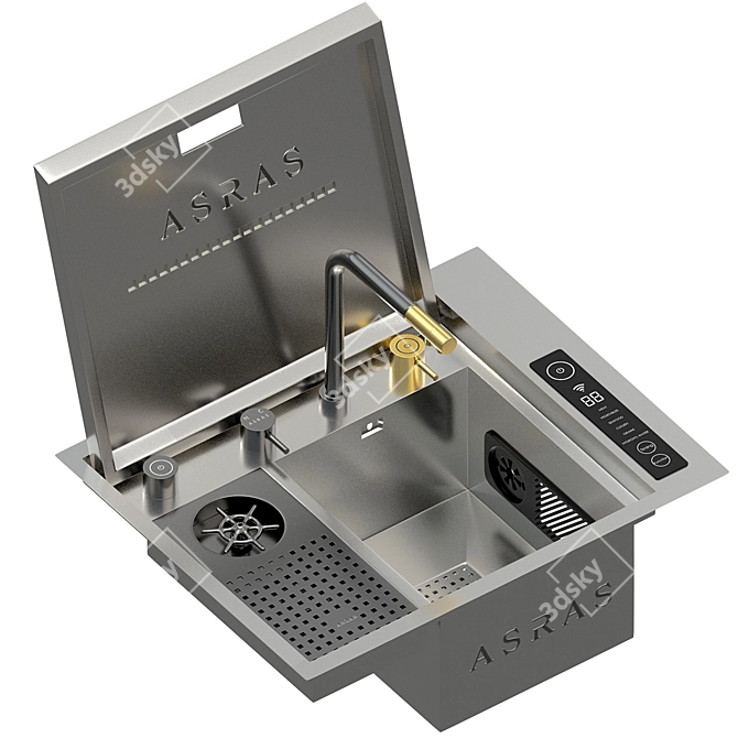 Stainless Steel Rectangular Friction-Resistant Sink 3D model image 4