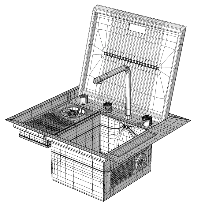 Stainless Steel Rectangular Friction-Resistant Sink 3D model image 7