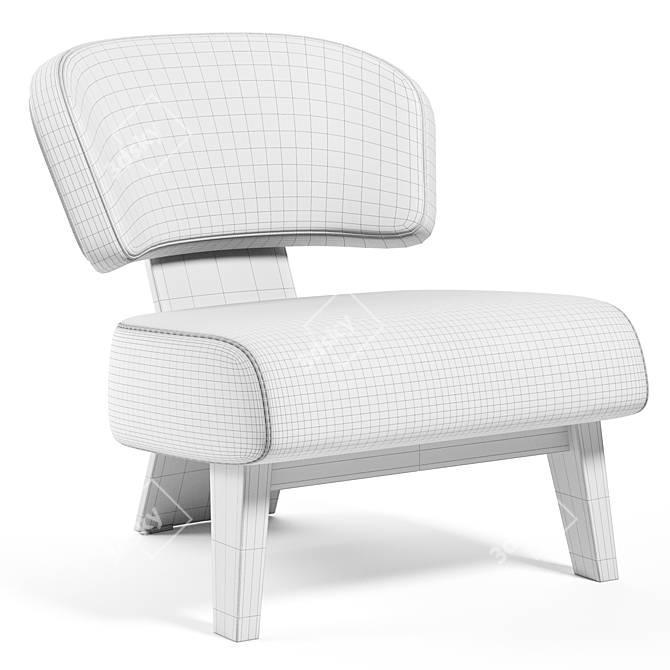  REEVES WOOD By Minotti Easy Chair 3D model image 3