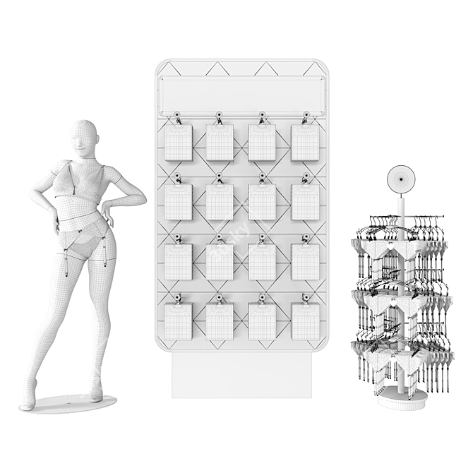 Lingerie Display Stand Set 3D model image 3