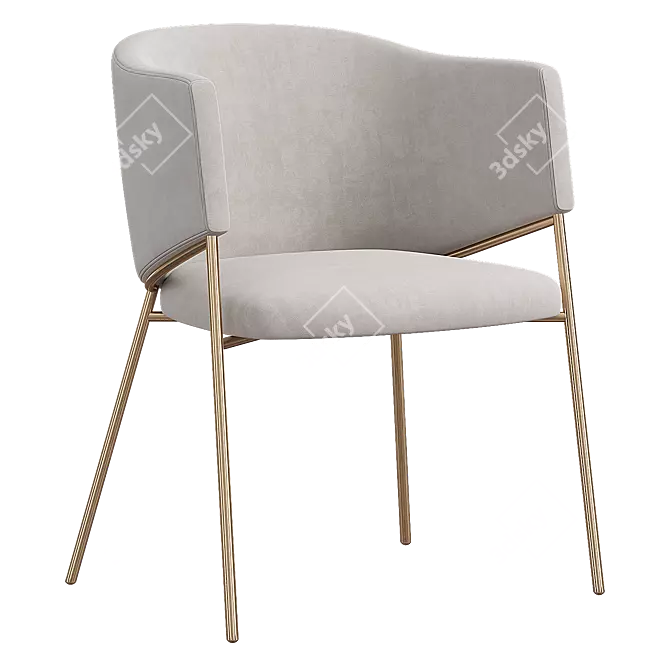 Elegant Eliza Velvet Beige Chair 3D model image 2