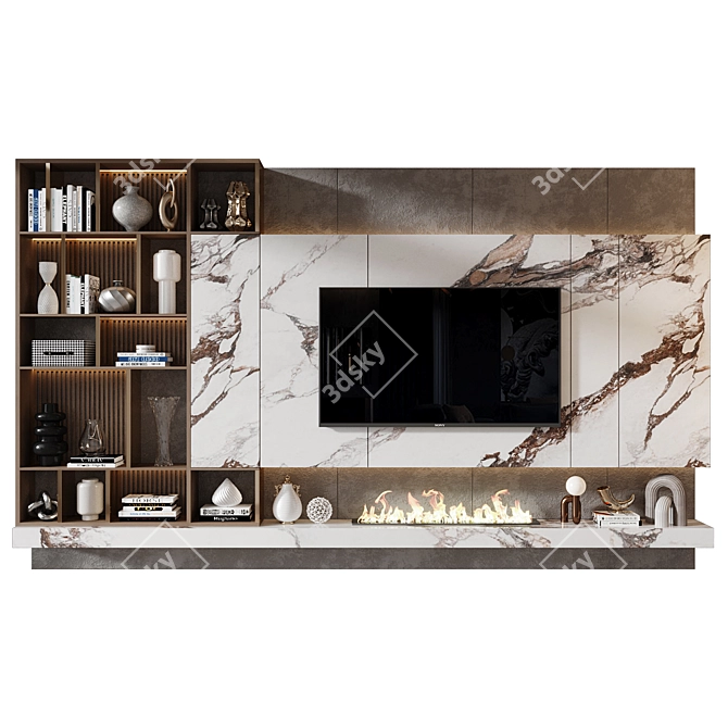 Modern TV Wall Decor Shelf 3D model image 1