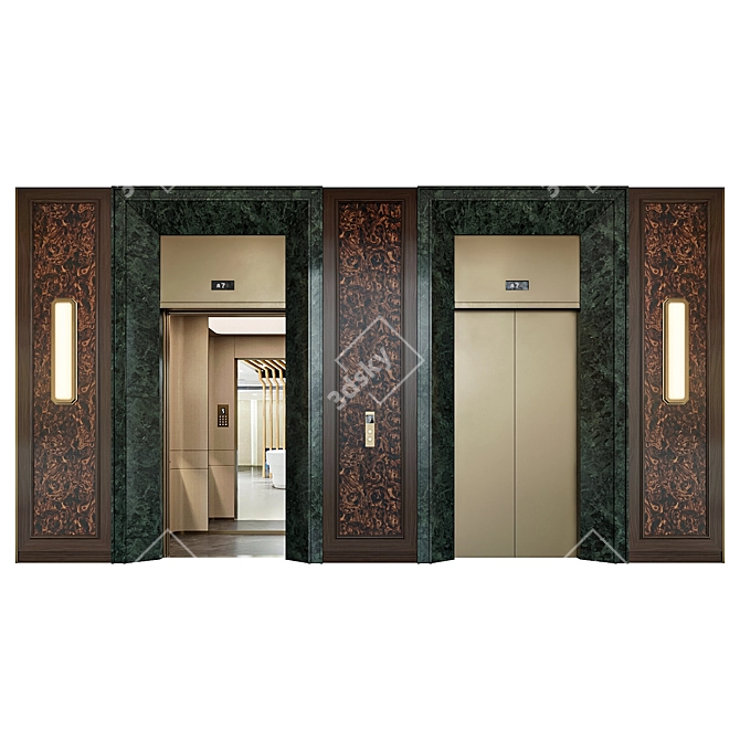  Modern Elevator Lobby Design Kit 3D model image 2