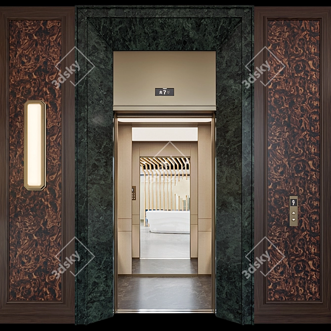  Modern Elevator Lobby Design Kit 3D model image 3