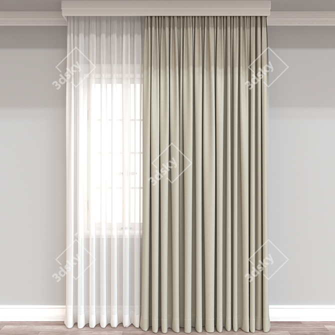 Versatile 3D Curtain Model - 920 3D model image 1