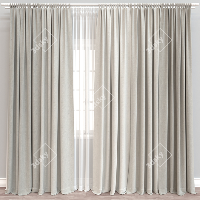 Versatile 3D Curtain Model 3D model image 1