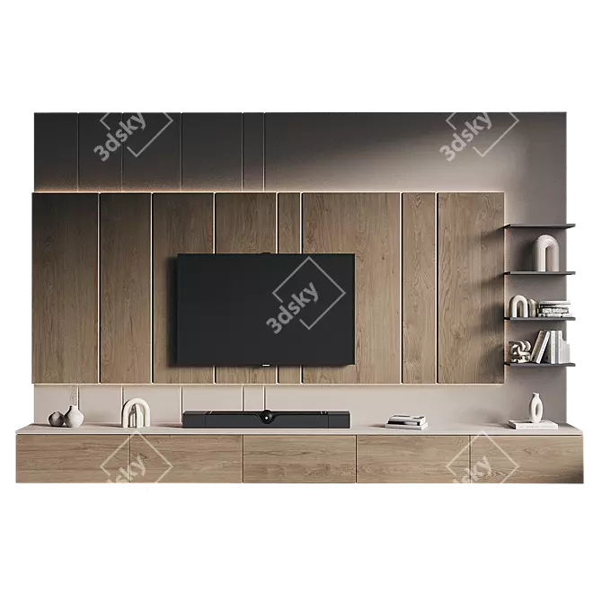 Modern TV Wall Set Design 3D model image 2