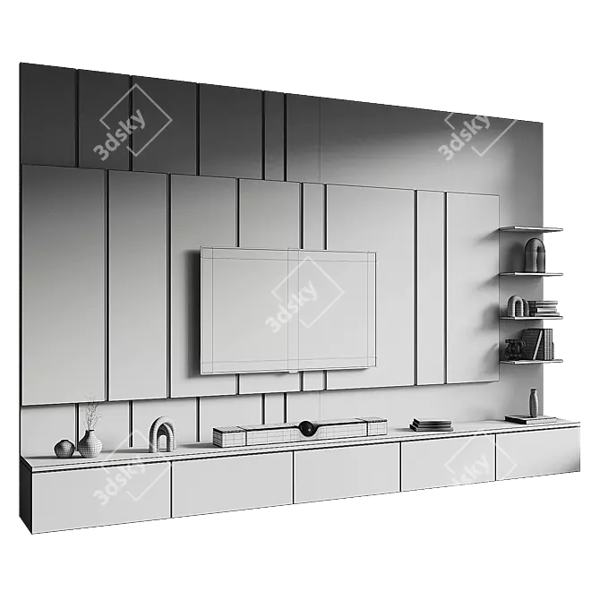 Modern TV Wall Set Design 3D model image 4