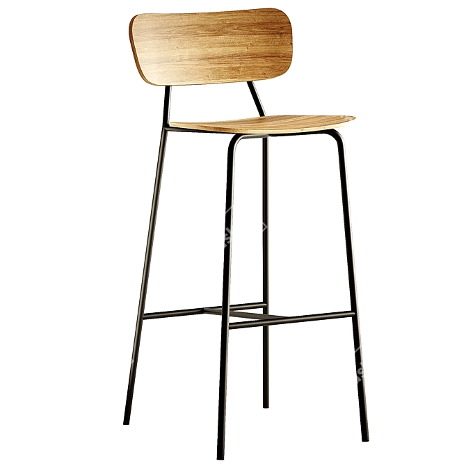 Modern High Multi-Layer Wood Stool 3D model image 1