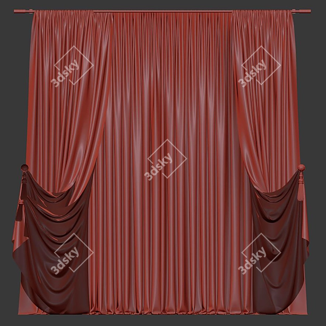 Minimalist Curtain Design 3D model image 3