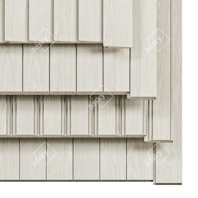 Solid Wood Grooved Panel 3D model image 1