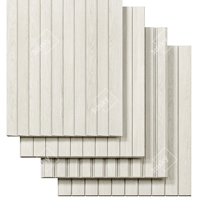 Solid Wood Grooved Panel 3D model image 2