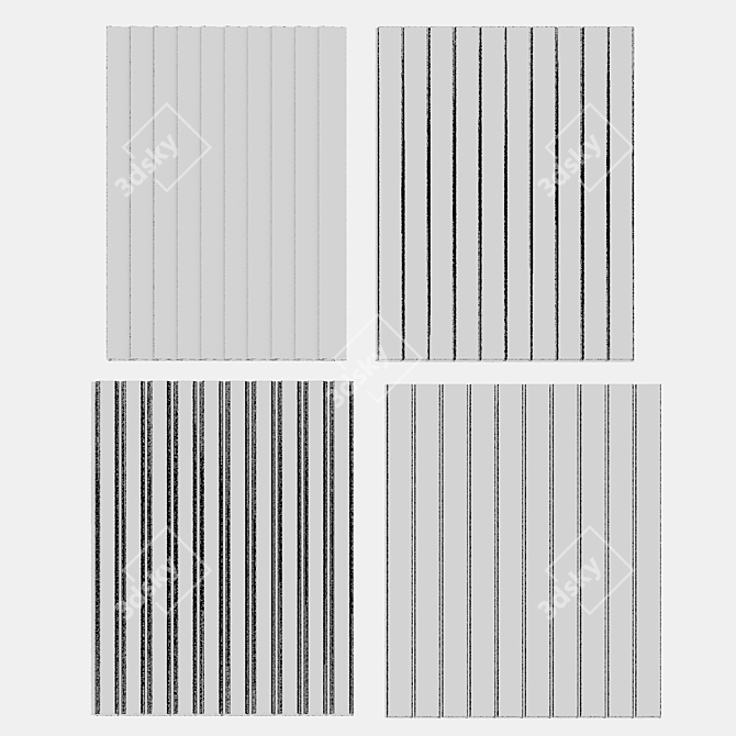 Solid Wood Grooved Panel 3D model image 3