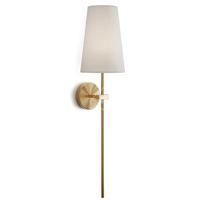 Elegant Linen Cone Wall Sconce 3D model image 1