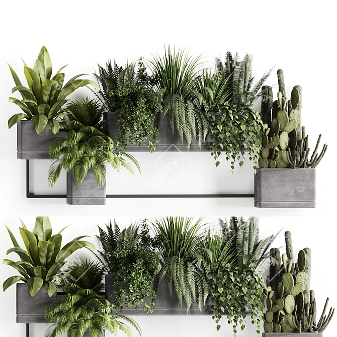 Premium Indoor Plant Shelf Set 3D model image 1