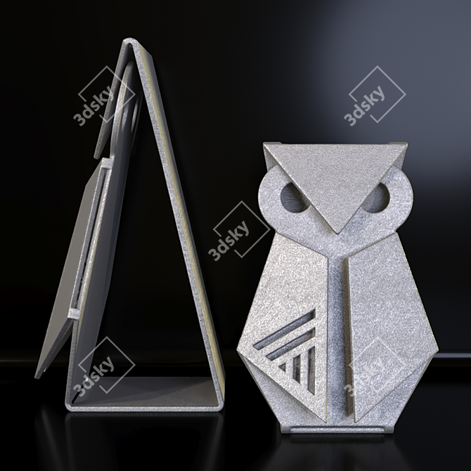 Geometric Metal Owl Sculptures 3D model image 6