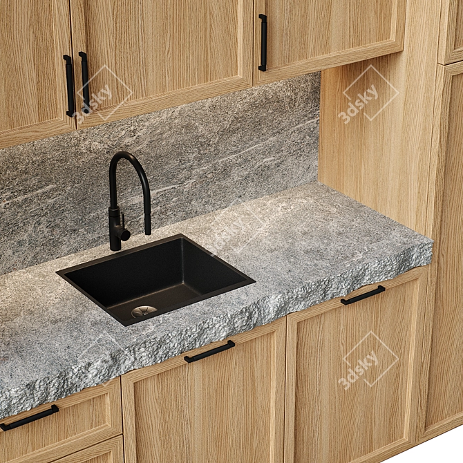 Customizable Kitchen with Geometric Countertop 3D model image 2