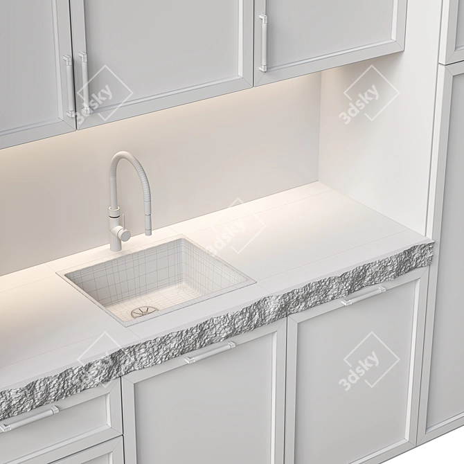 Customizable Kitchen with Geometric Countertop 3D model image 6