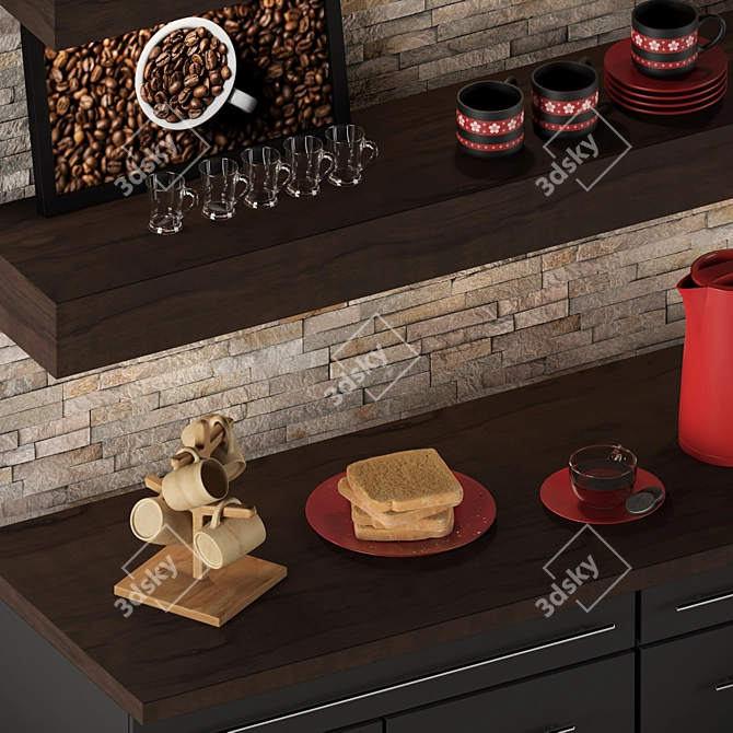 Modern Cafe Furniture Set 3D model image 2