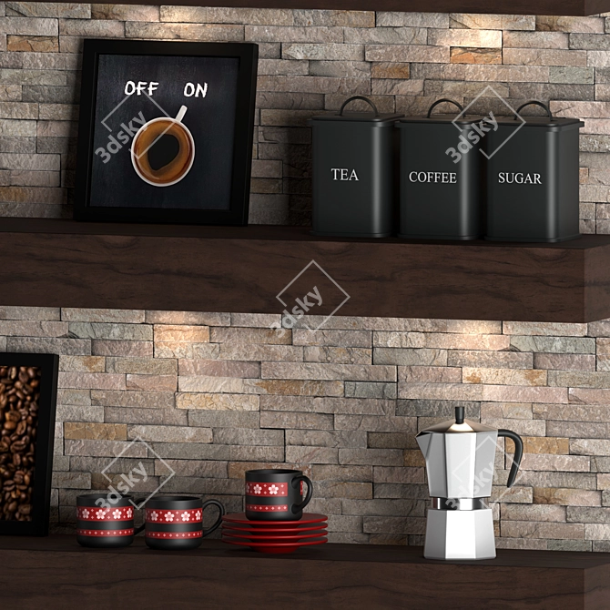 Modern Cafe Furniture Set 3D model image 4