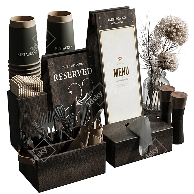 Restaurant Cafe Essentials Set 3D model image 1