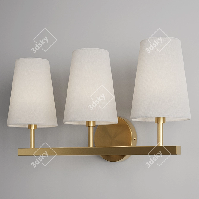 Elegant Triple Linen Brass Sconce 3D model image 7