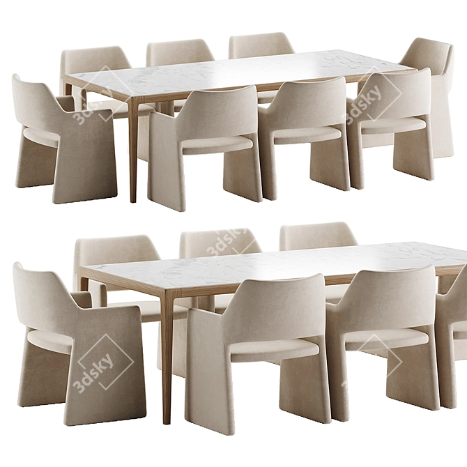 Sleek Modern Dining Set 3D model image 1