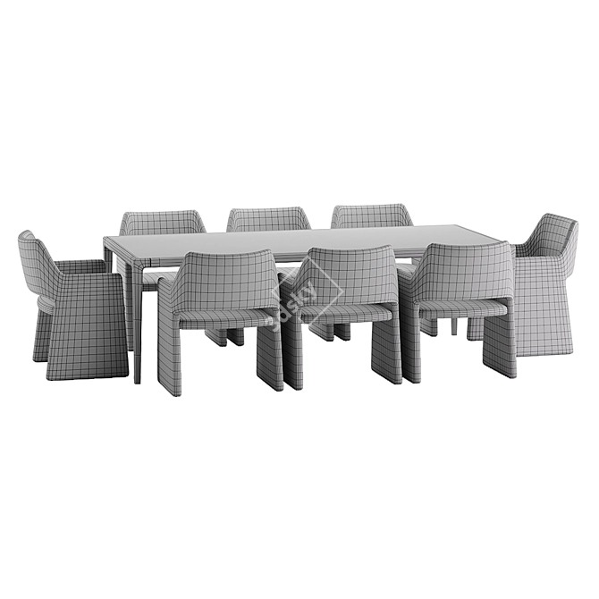 Sleek Modern Dining Set 3D model image 5