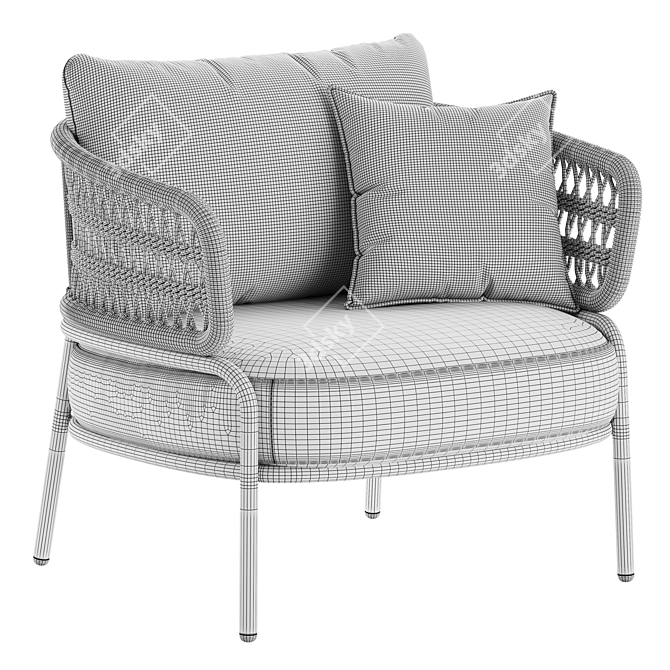 Hand-Woven Bled Outdoor Chair 3D model image 7