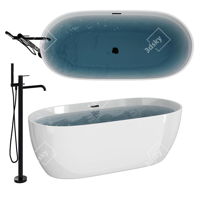  Freestanding Acrylic Bathtub & Mixer 3D model image 6