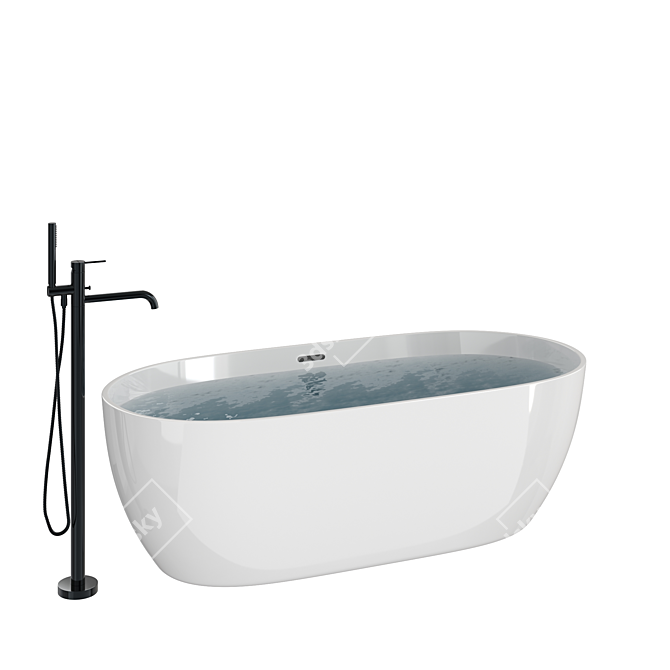  Freestanding Acrylic Bathtub & Mixer 3D model image 7