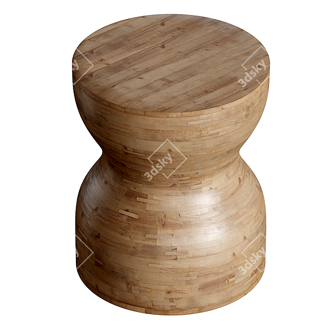 Mazy Mango Wood Side Table 3D model image 2