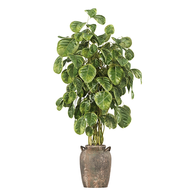 Pothos Plant Wrapped Wooden Branches 3D model image 2