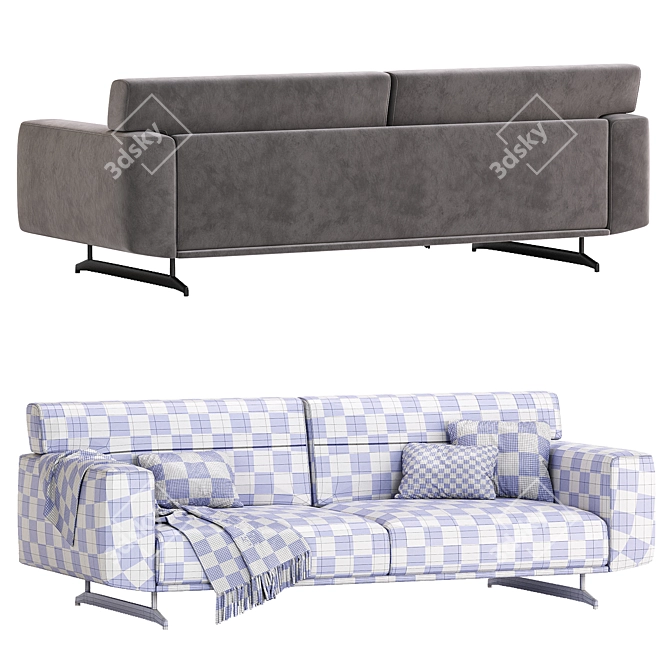 Raven Gray Sofa Mechanism 3-Seater 3D model image 4