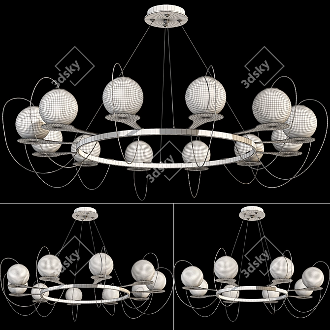 Versatile Ring Chandelier & Lamps 3D model image 7